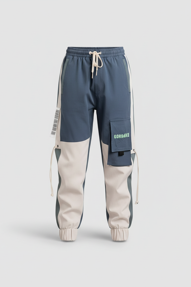 Pantalon Cargo Bicolore Ample Multipoches Streetwear Enfant - Multicolore Gabardine - vue 3