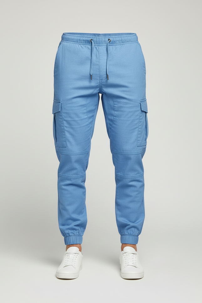Pantalon Cargo Bleu Ciel - Toile - vue 3