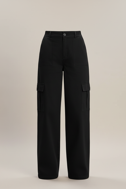 Pantalon Cargo Avec Bouton - Noir Toile - vue 3