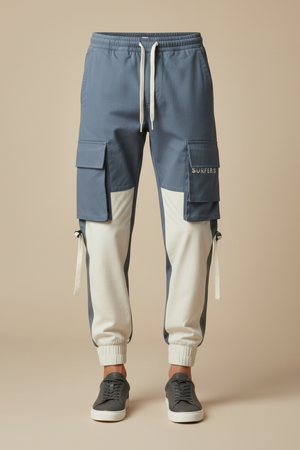 Pantalon Cargo Bleu Clair - Toile - vue 3