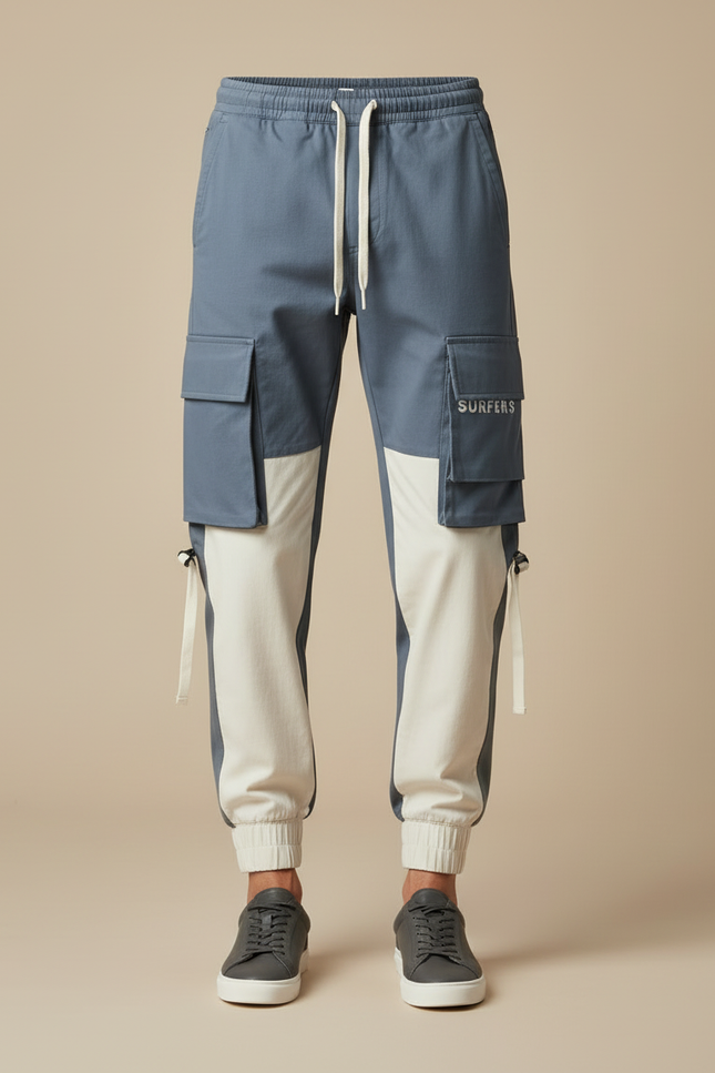 Pantalon Cargo Bleu Clair - Toile - vue 3