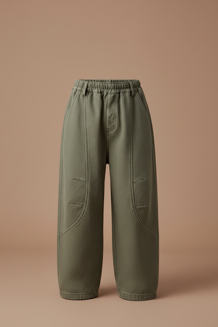 Pantalon Cargo Kaki Ample Décontracté Enfant Molletonné - vue 3