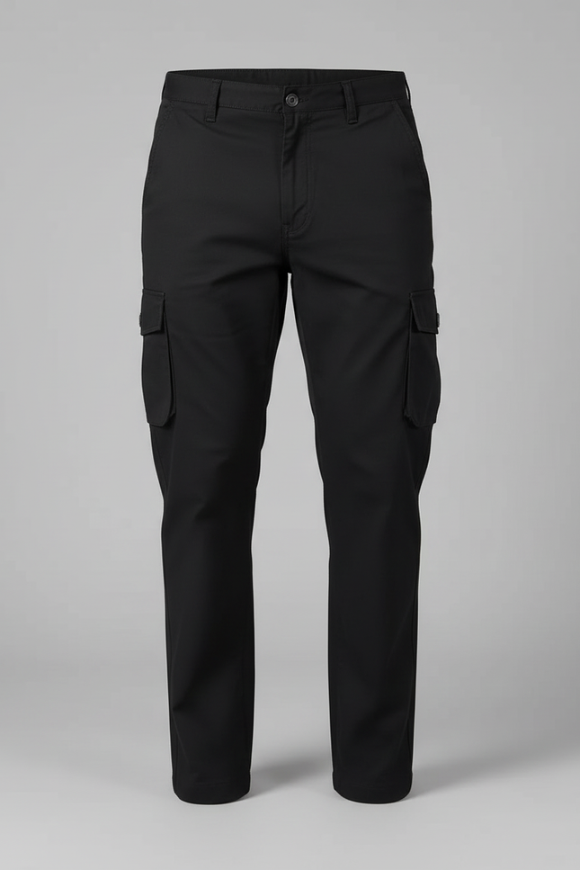 Pantalon Cargo Noir Coton Multipoches Homme Décontracté - vue 3