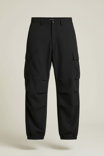 Pantalon Cargo Noir Ample Homme Léger Fluide - Polyester - vue 3