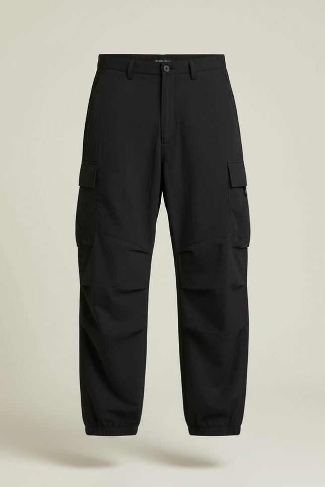 Pantalon Cargo Noir Ample Homme Léger Fluide - Polyester - vue 3