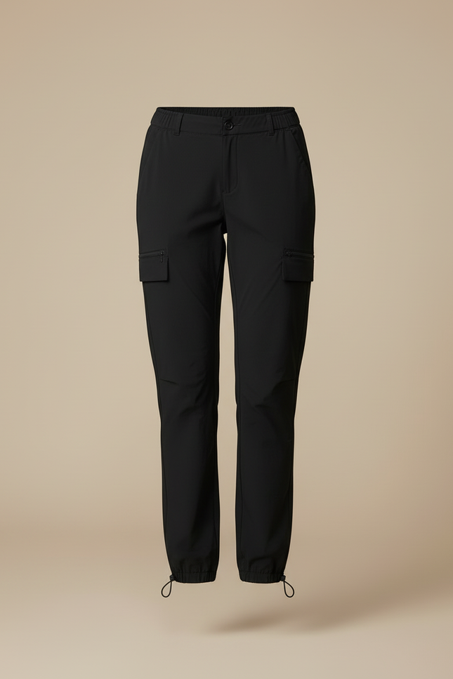 Pantalon Cargo Noir Léger Sportif Multipoches Femme - Polyester - vue 3