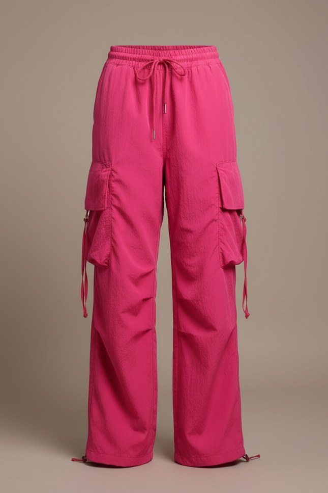 Pantalon Cargo Rose Fuchsia Ample Fluide Multipoches Femme - Polyester - vue 3