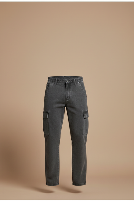 Pantalon Cargo Gris Ample Multipoches Homme Décontracté - Jean - vue 3