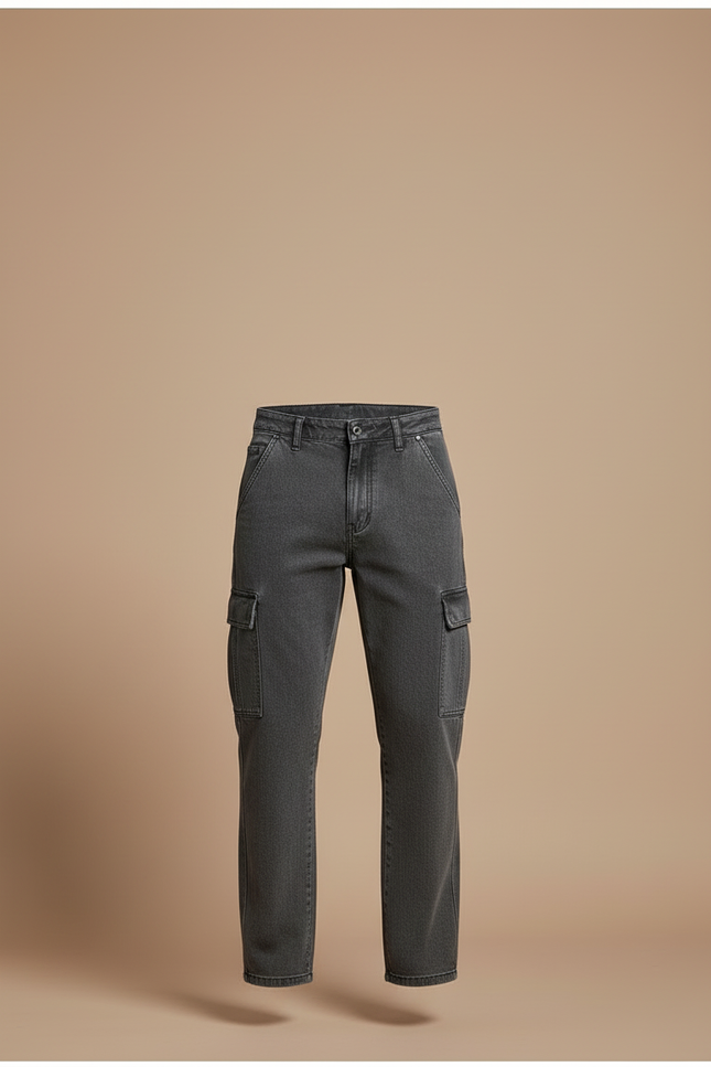 Pantalon Cargo Gris Ample Multipoches Homme Décontracté - Jean - vue 3