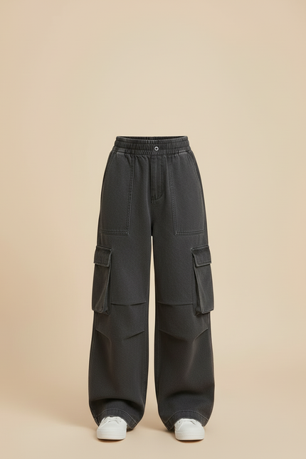 Pantalon Cargo Gris Ample Denim Fille Décontracté - Jean - vue 3