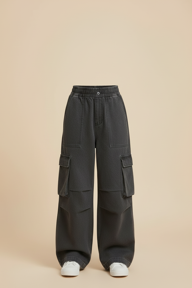 Pantalon Cargo Gris Ample Denim Fille Décontracté - Jean - vue 3