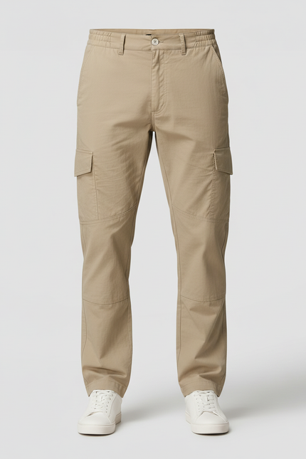 Pantalon Cargo Beige Décontracté Coton Multi-Poches Homme - vue 3