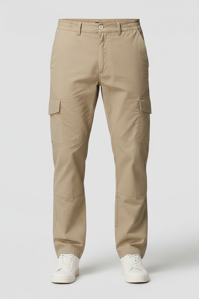 Pantalon Cargo Beige Décontracté Coton Multi-Poches Homme - vue 3