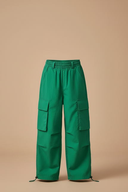 Pantalon Cargo Vert Ample Multipoches Enfant Décontracté - Polyester - vue 3