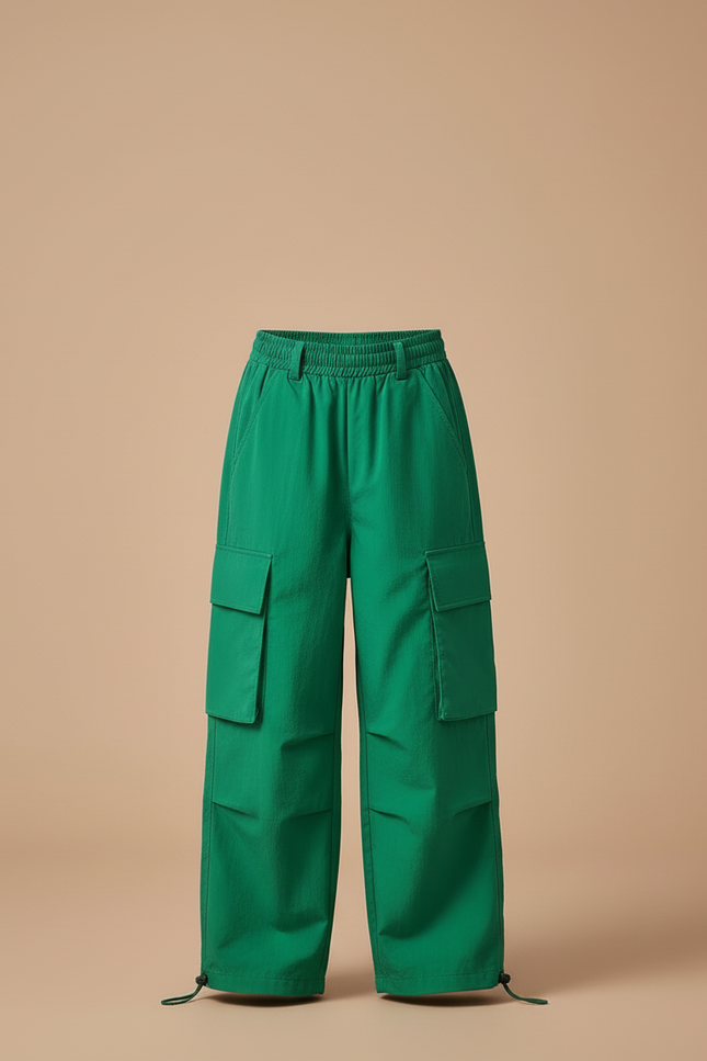 Pantalon Cargo Vert Ample Multipoches Enfant Décontracté - Polyester - vue 3