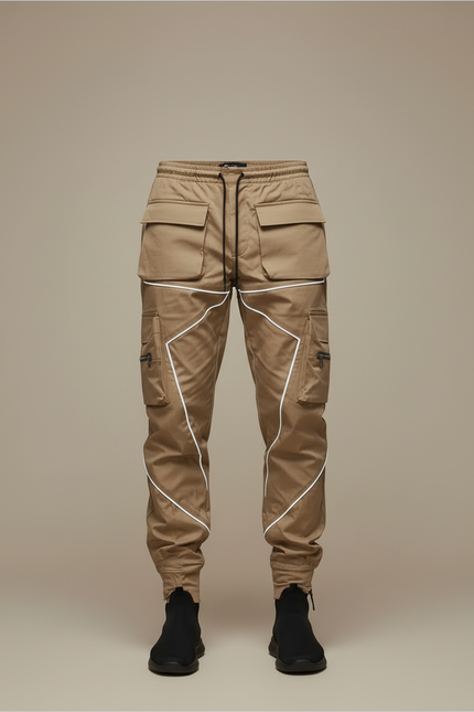 Pantalon Cargo Beige Réfléchissant Ample Multipoches Homme - Polyester - vue 3