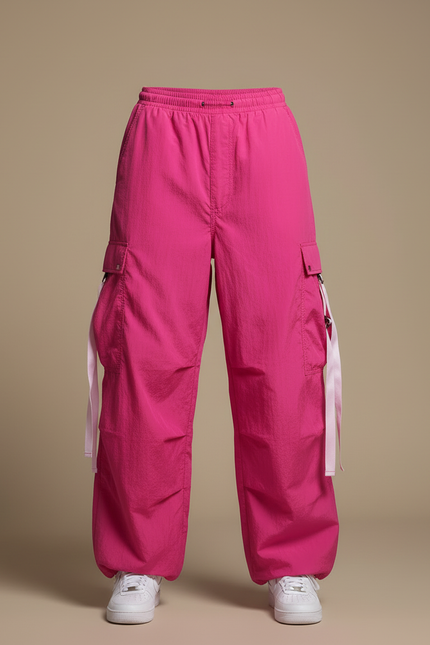 Pantalon Cargo Rose Ample Fluide Femme - Polyester - vue 3