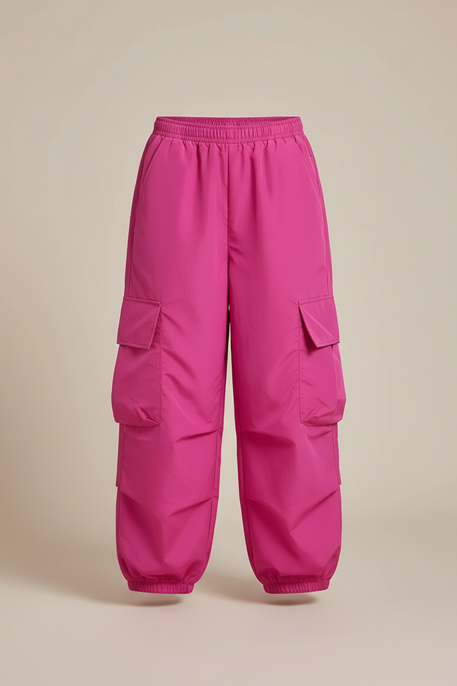 Pantalon Cargo Fuchsia Ample Multipoches Enfants - Rose Polyester - vue 3
