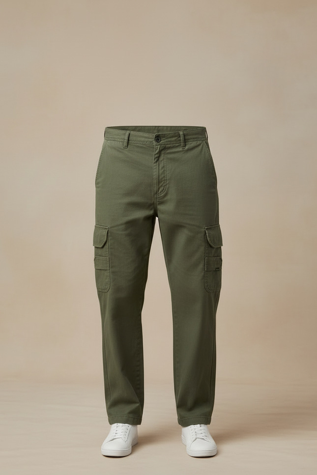 Pantalon Cargo Vert Kaki Ample Décontracté Homme - Toile - vue 3