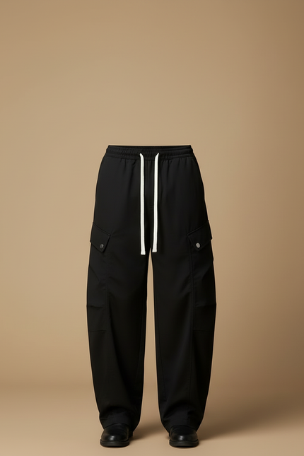 Pantalon Cargo Homme Noir Baggy - Polyester - vue 3