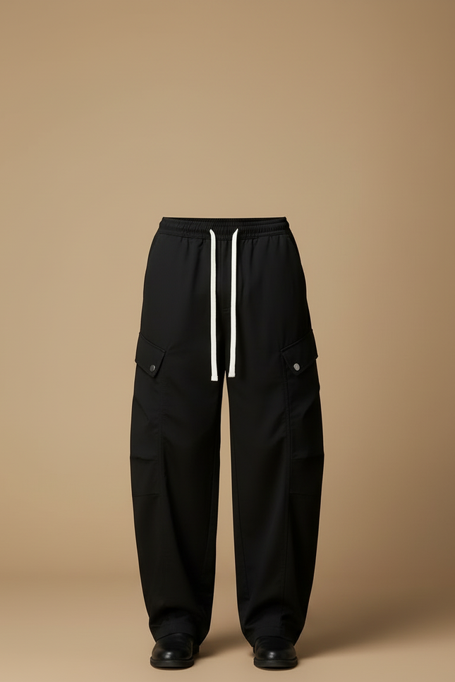 Pantalon Cargo Homme Noir Baggy - Polyester - vue 3
