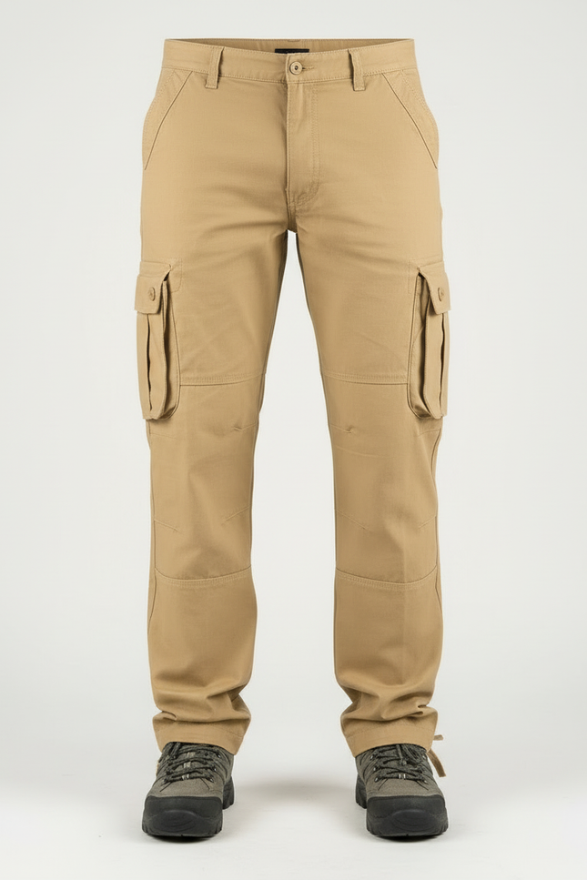 Pantalon Cargo Beige Multipoches Coton Décontracté Homme - Toile - vue 3