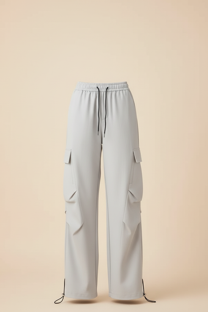 Pantalon Cargo Gris Ample Décontracté Urbain Femme - Simili cuir - vue 3