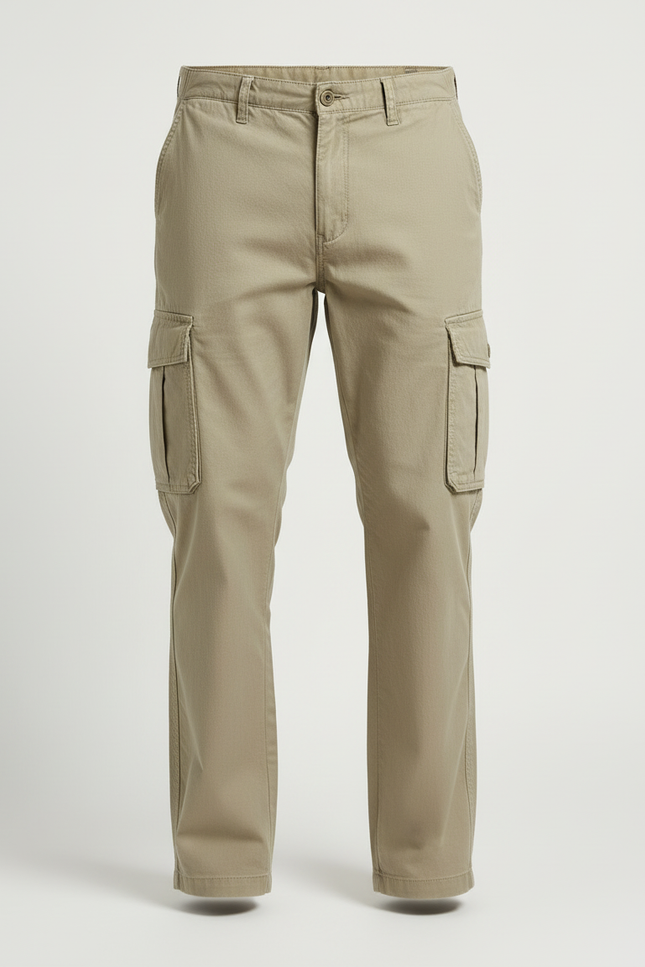 Pantalon Cargo Kaki Coton Ample Multipoches Homme - Toile - vue 3