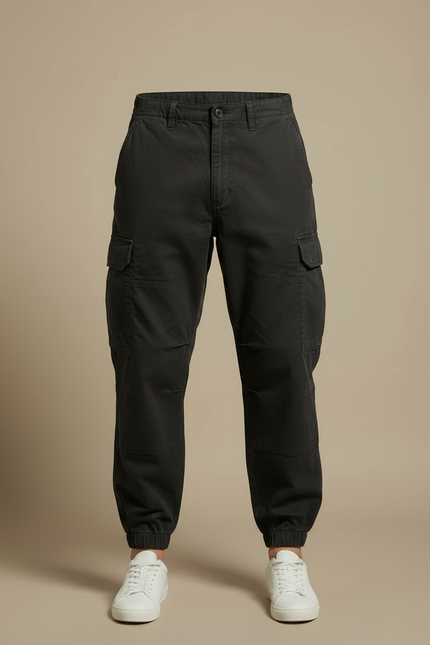 Pantalon Cargo Noir Décontracté Ample Coton Homme - vue 3