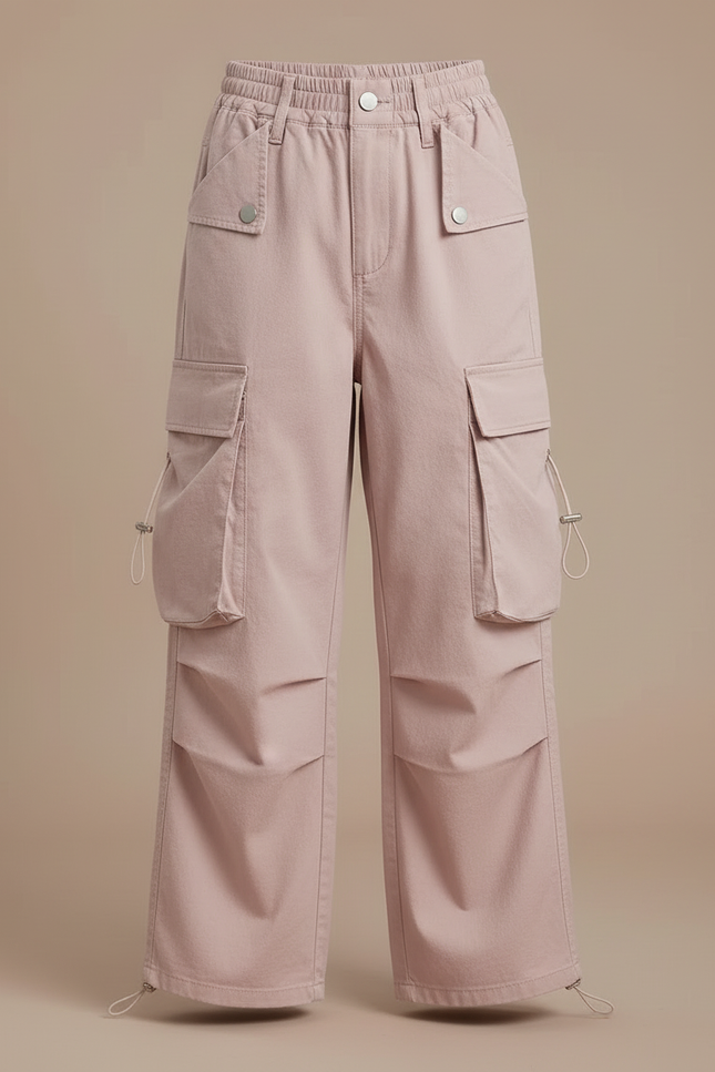 Pantalon Cargo Rose Ample Multipoches Décontracté Enfant - Coton - vue 3