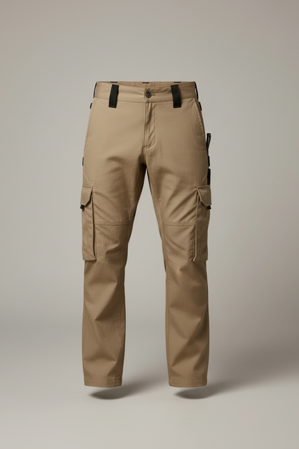 Pantalon Cargo Homme Beige Droit Multi-Poches Coton - vue 3