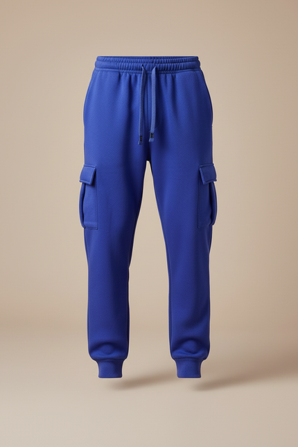 Pantalon Cargo Bleu Molletonné Ample Multipoches Homme - vue 3