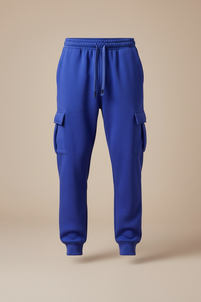 Pantalon Cargo Bleu Molletonné Ample Multipoches Homme - vue 3