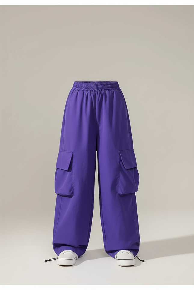 Pantalon Cargo Violet Ample Multipoches Enfant Décontracté - Polyester - vue 3
