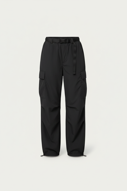 Pantalon Cargo Noir Fluide Ample Nylon Femme - Polyester - vue 3