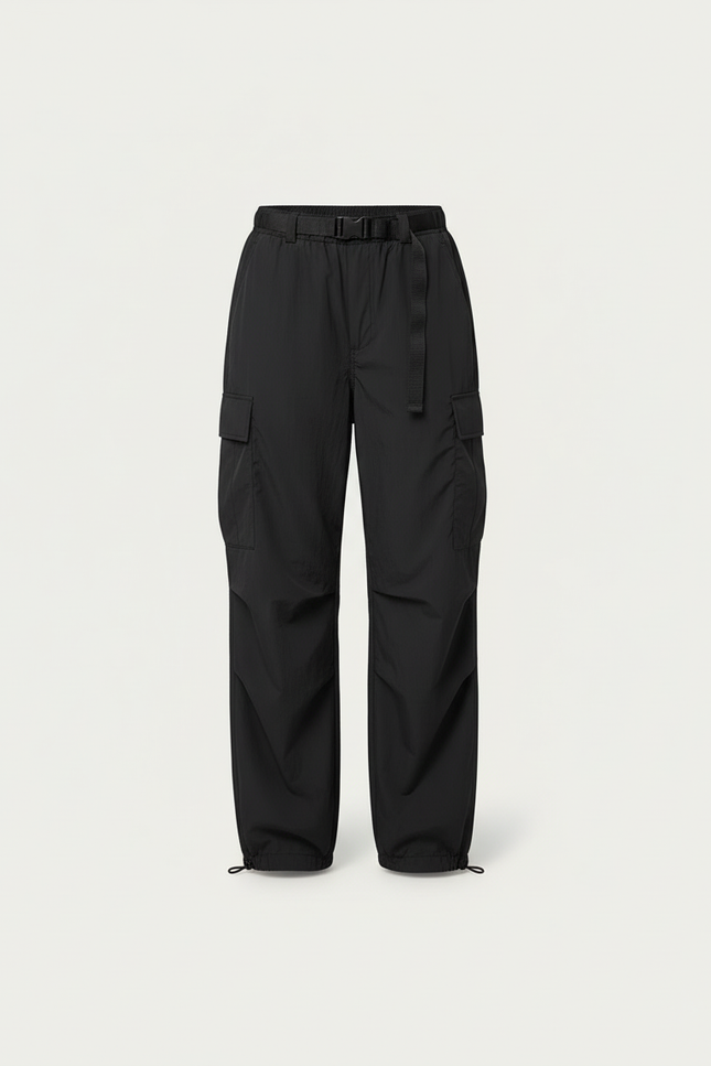 Pantalon Cargo Noir Fluide Ample Nylon Femme - Polyester - vue 3