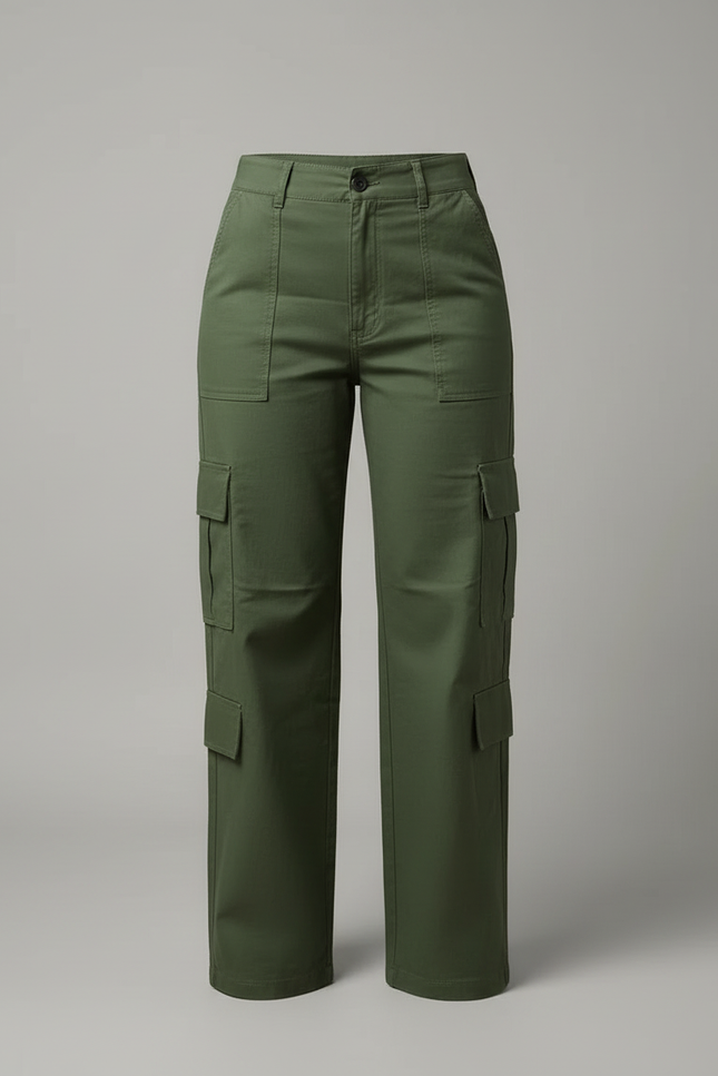 Pantalon Cargo Vert Militaire Ample Femme - Toile - vue 3