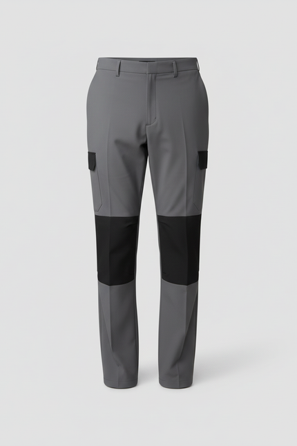 Pantalon Cargo Gris Patchwork Noir Homme Coupe Droite - Gabardine - vue 3