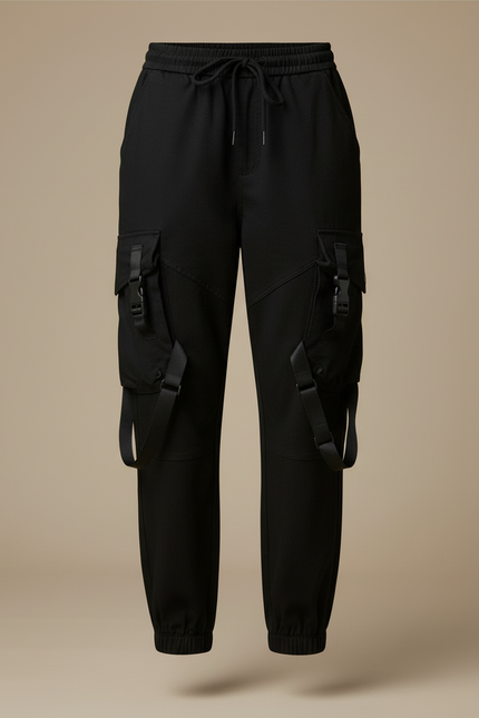 Pantalon Cargo Noir Ample Streetwear Femme - Toile - vue 3