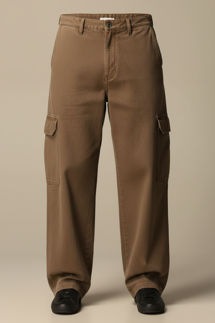 Pantalon Cargo Marron Ample Denim Décontracté Homme - Jean - vue 3