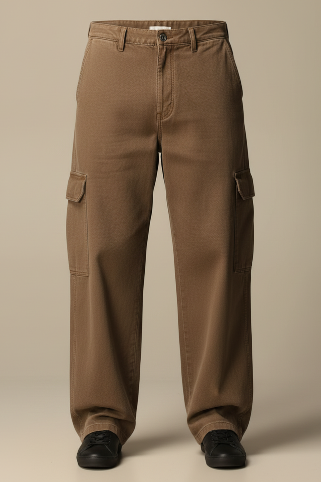 Pantalon Cargo Marron Ample Denim Décontracté Homme - Jean - vue 3