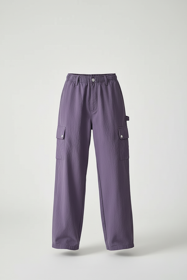Pantalon Cargo Violet Ample Doux Enfants - Toile - vue 3