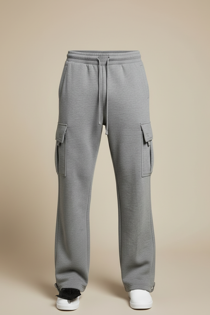 Pantalon Cargo Gris Ample Molletonné Homme Sport - vue 3