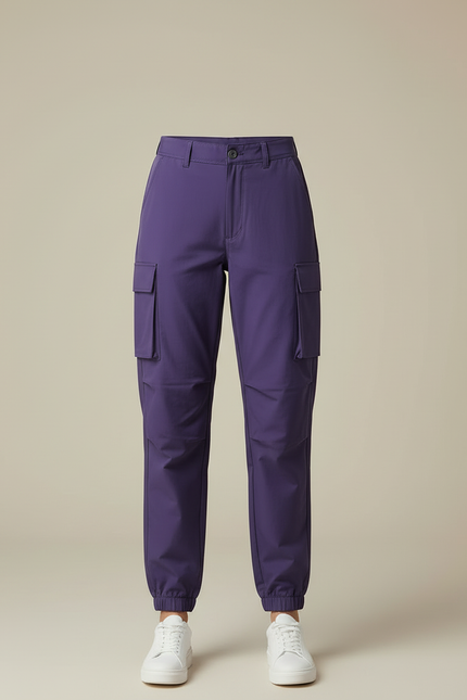 Pantalon Cargo Violet Ample Multipoches Femme - Polyester - vue 3
