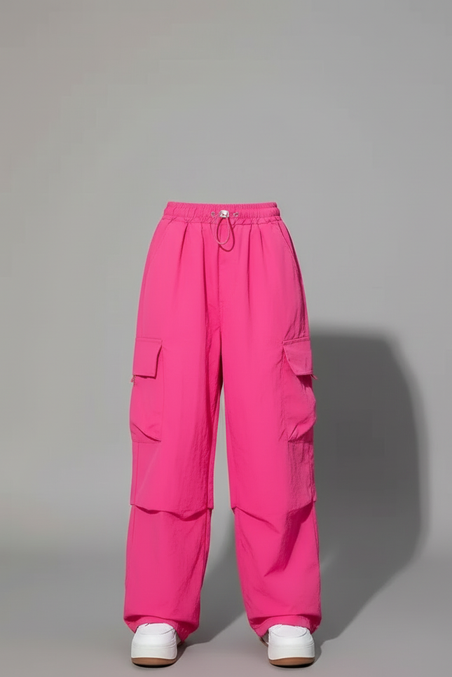 Pantalon Cargo Rose Ample Multipoches Streetwear Fille - Polyester - vue 3