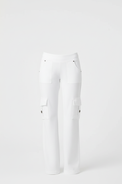 Pantalon Cargo Blanc Coupe Droite Décontracté Poches - Toile - vue 3
