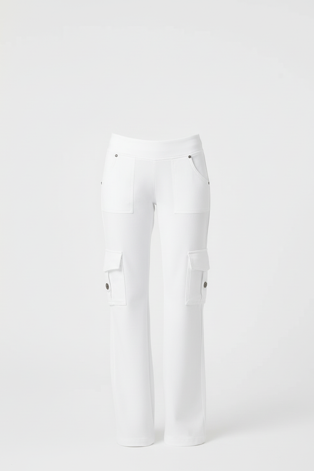 Pantalon Cargo Blanc Coupe Droite Décontracté Poches - Toile - vue 3