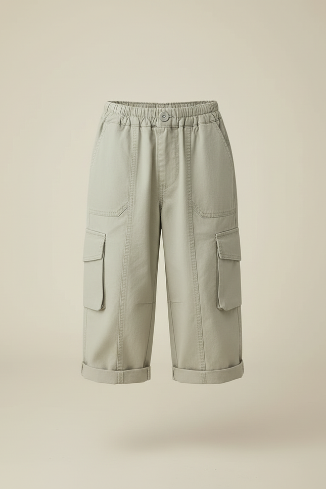Pantalon Cargo Garçon Kaki Large - Toile - vue 3