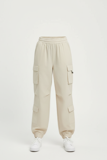 Pantalon Cargo Beige Ample Fille Coton Décontracté - vue 3