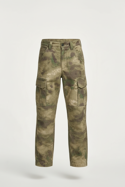 Pantalon Cargo Camouflage Garçon, Multipoches, Décontracté, Coton - Imprimé Toile - vue 3